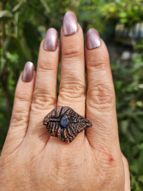 Serendipity Hidden Garden Leaf Adjustable Electroformed Ring