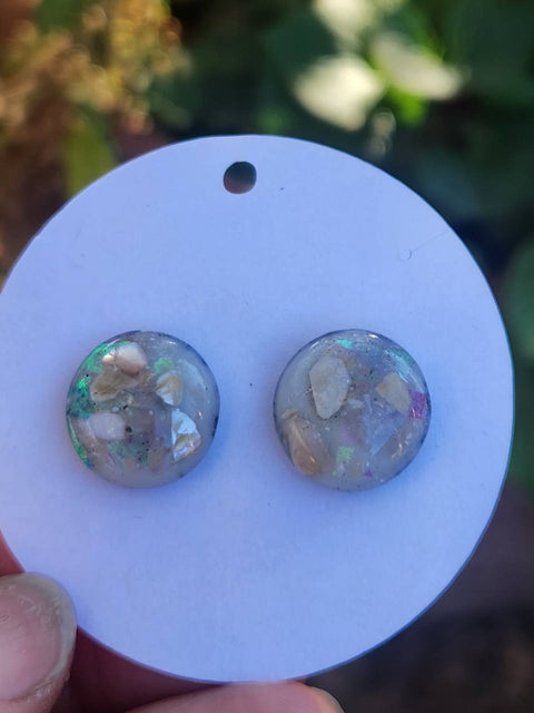 EMF Blocking Protective Shielding Northern Lights Stud Earrings | Piezoelectric | Sacred Heart Collection