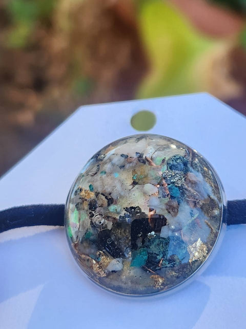 EMF Blocking Protective Shielding Mineral Shimmer Hair Tie | Orgone Piezoelectric | Serendipity Collection