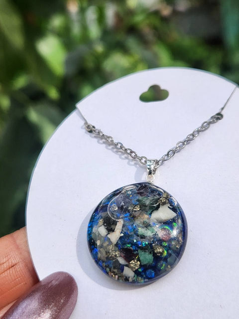 Divine Flow × Serendipity Full Enhydro Round Necklace — 22-Inch Stainless Steel