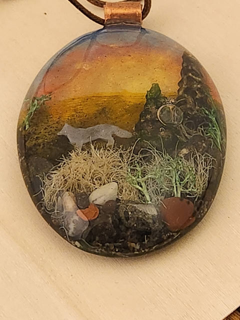 Divine Flow × Sacred Heart Extra-Large Full Enhydro Wolf & Forest Pendant