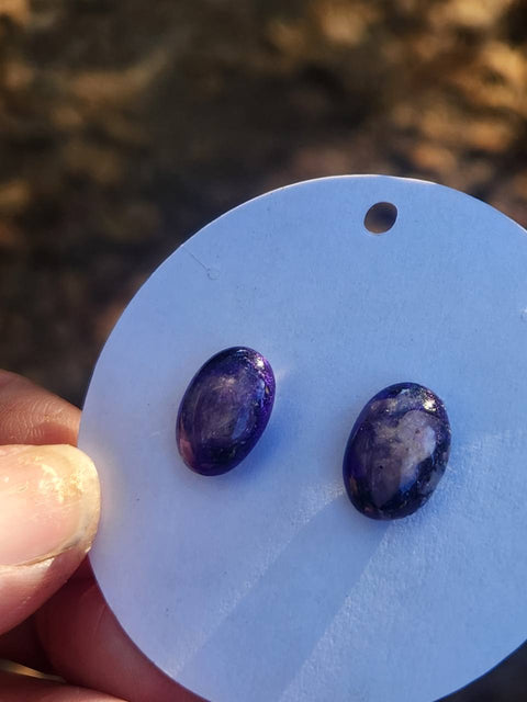 EMF Blocking Protective Shielding Purple Everyday Stud Earrings | Piezoelectric | Sacred Heart Collection