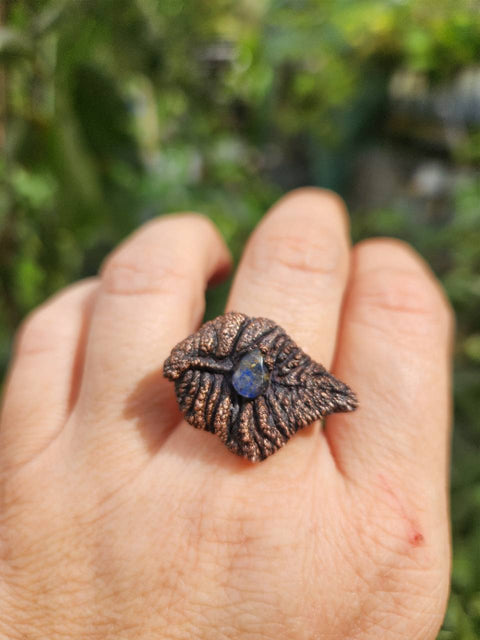 Serendipity Hidden Garden Leaf Adjustable Electroformed Ring