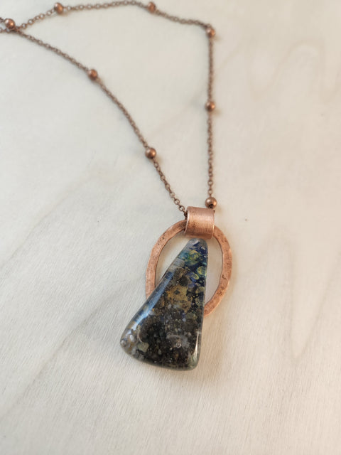 Divine Flow Eel River Stone & Reclaimed Copper Necklace