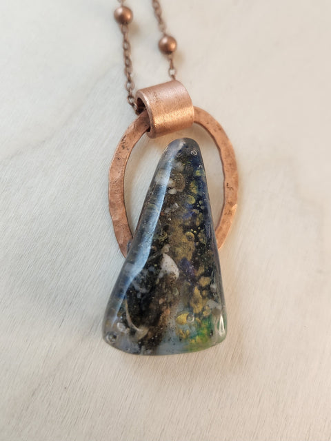 Divine Flow Eel River Stone & Reclaimed Copper Necklace