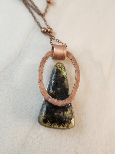 Divine Flow Eel River Stone & Reclaimed Copper Necklace