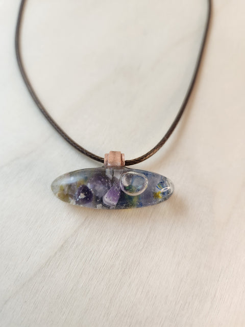 Sacred Heart Amethyst Full Moon Water Necklace with Mother of Pearl Drifters