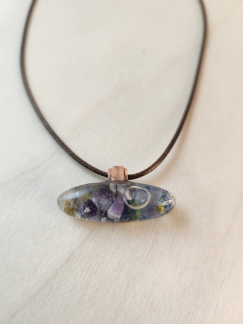 Sacred Heart Amethyst Full Moon Water Necklace with Mother of Pearl Drifters