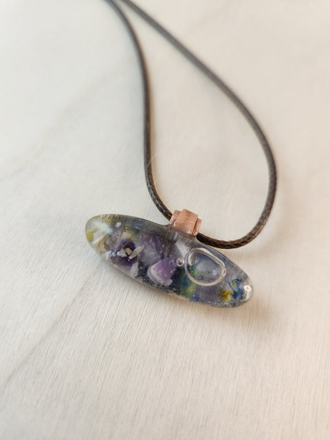 Sacred Heart Amethyst Full Moon Water Necklace with Mother of Pearl Drifters