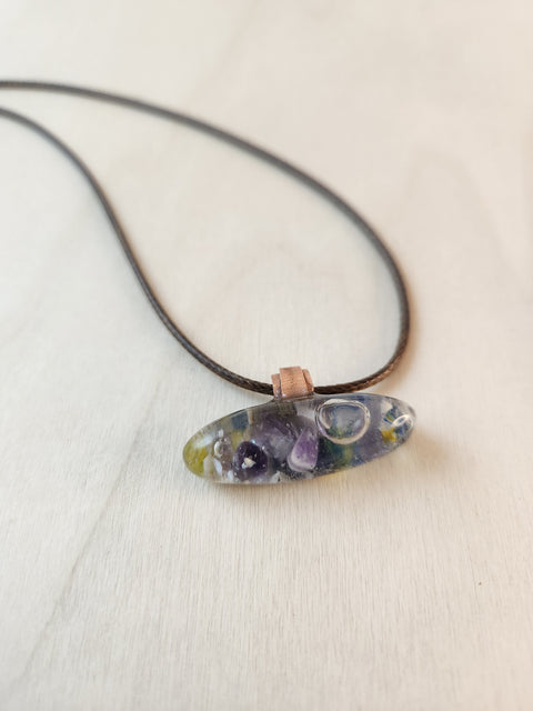 Sacred Heart Amethyst Full Moon Water Necklace with Mother of Pearl Drifters