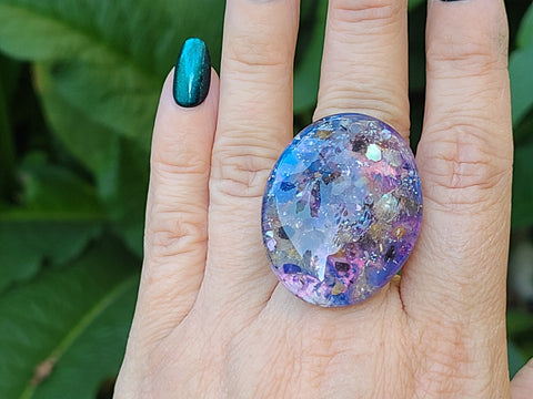 Third Eye Rose Nebula Full Enhydro Statement Ring — Hand-Hammered Copper