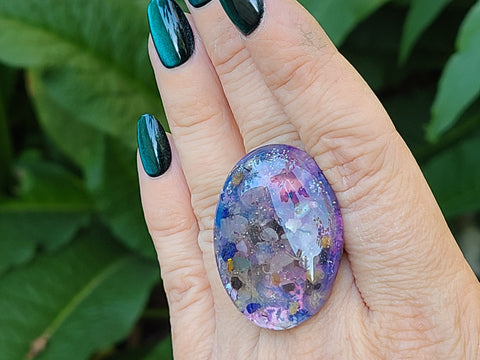 Third Eye Rose Nebula Full Enhydro Statement Ring — Hand-Hammered Copper