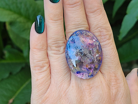 Third Eye Rose Nebula Full Enhydro Statement Ring — Hand-Hammered Copper