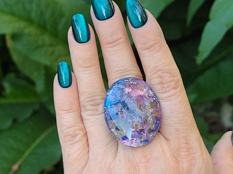 Third Eye Rose Nebula Full Enhydro Statement Ring — Hand-Hammered Copper
