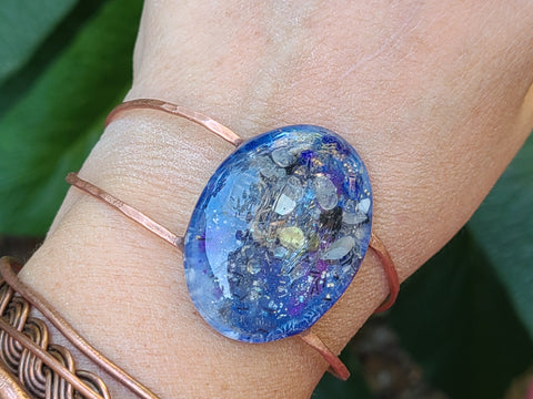 Third Eye Celestial Current Full Enhydro Hand-Hammered Copper Cuff