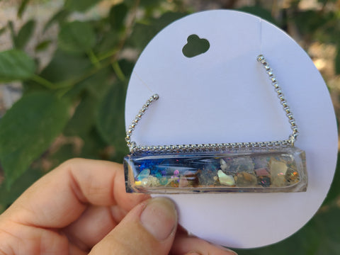 Piezoelectric Ocean Current Full Enhydro Bar Necklace — Stainless Steel