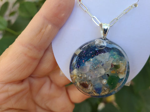 Piezoelectric Seashore Full Enhydro Round Necklace — 20-Inch Paperclip Chain
