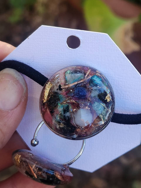 EMF Blocking Protective Shielding Copper-Glow Hair Tie Bracelet & Adjustable Ring Set | Orgone Piezoelectric | Serendipity Collection