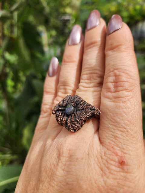 Serendipity Hidden Garden Leaf Adjustable Electroformed Ring
