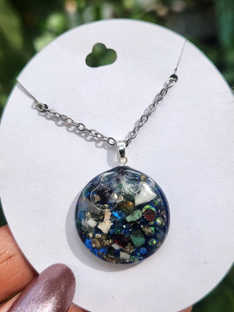 Divine Flow × Serendipity Full Enhydro Round Necklace — 22-Inch Stainless Steel
