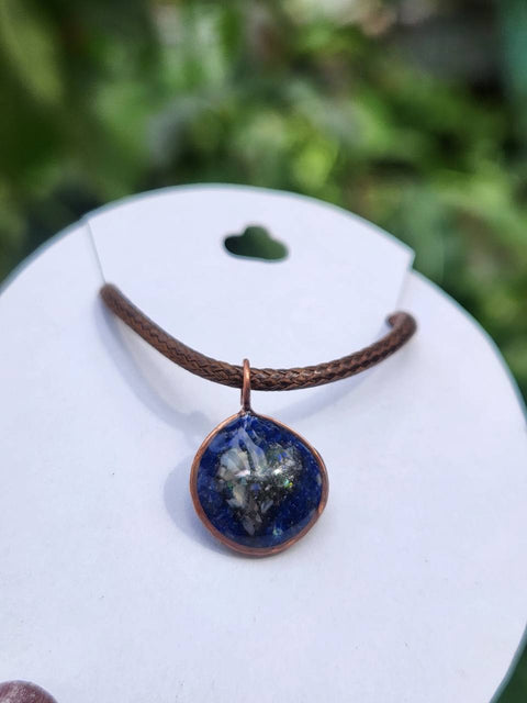 Hidden Heart Lapis Lazuli Reclaimed Copper Necklace — 18-Inch Cord