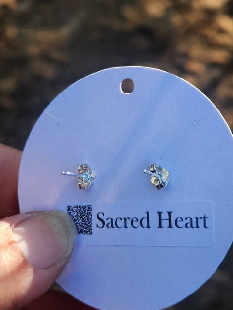 EMF Blocking Protective Shielding Purple Everyday Stud Earrings | Piezoelectric | Sacred Heart Collection