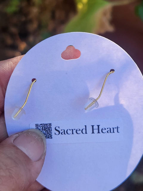 EMF Blocking Protective Shielding Purple Everyday Gold-Plated Dangle Earrings | Piezoelectric | Sacred Heart Collection