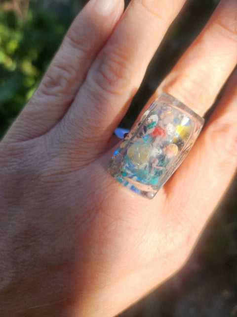 Serendipity Double Angel Full Enhydro Piezoelectric Adjustable Stainless-Steel Ring