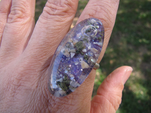 Sacred Heart Angelic Serpentine & Shell Full Enhydro Ring