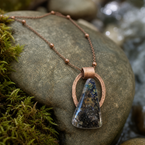 Divine Flow Eel River Stone & Reclaimed Copper Necklace