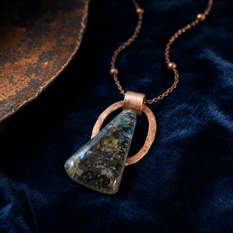 Divine Flow Eel River Stone & Reclaimed Copper Necklace