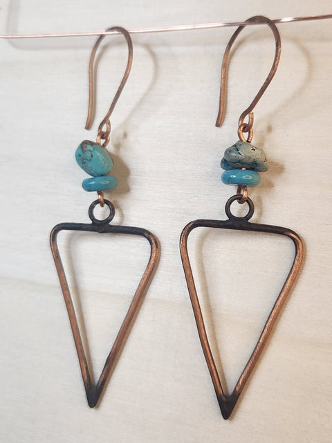 Boho Triangle and Turquoise Solid Copper