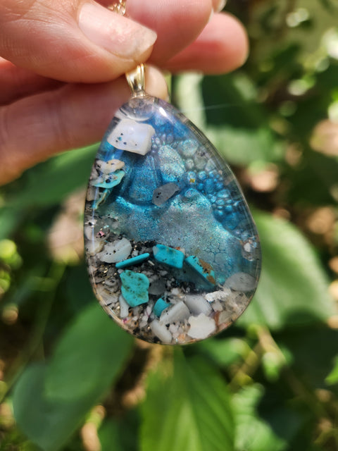 Mermaid Goddess Full Moon Enhydro Piezoelectric Necklace