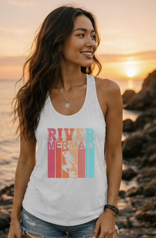 River Mermaid Racerback Tank — Rainbow Water-Lover Summer Tank Top