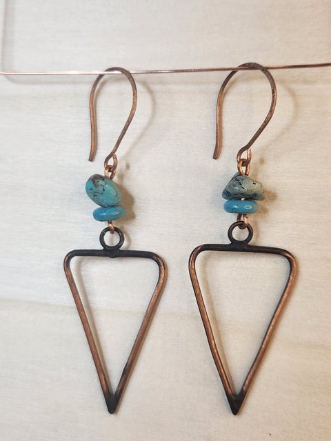 Boho Triangle and Turquoise Solid Copper