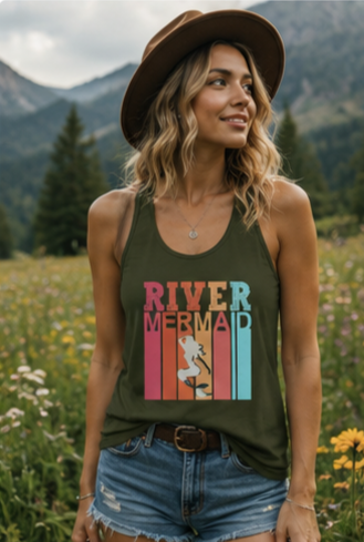 River Mermaid Racerback Tank — Rainbow Water-Lover Summer Tank Top