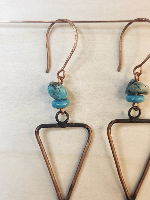 Boho Triangle and Turquoise Solid Copper