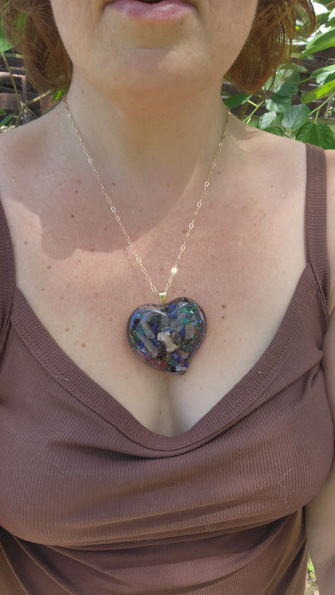 Queen of Hearts XXL Wall of Crystals Full Moon Enhydro  Heart Necklace