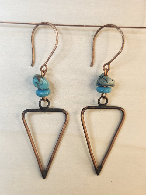 Boho Triangle and Turquoise Solid Copper