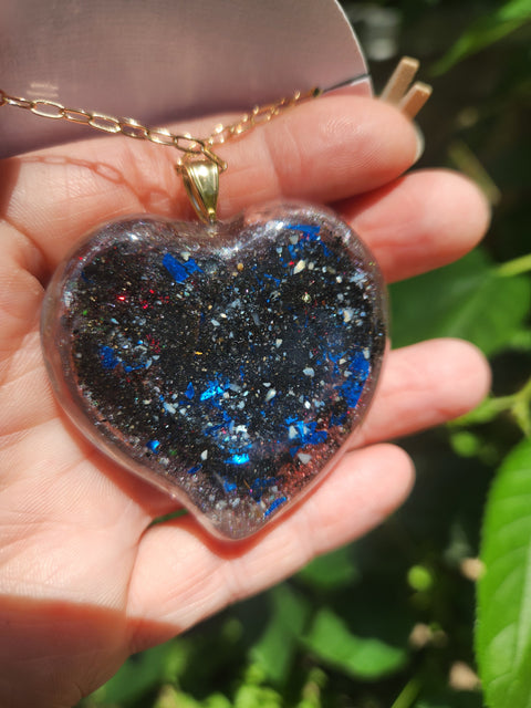 Queen of Hearts XXL Wall of Crystals Full Moon Enhydro  Heart Necklace