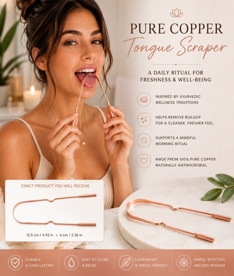 Pure Copper Tongue Scraper Daily Ritual for Energy & Clarity
