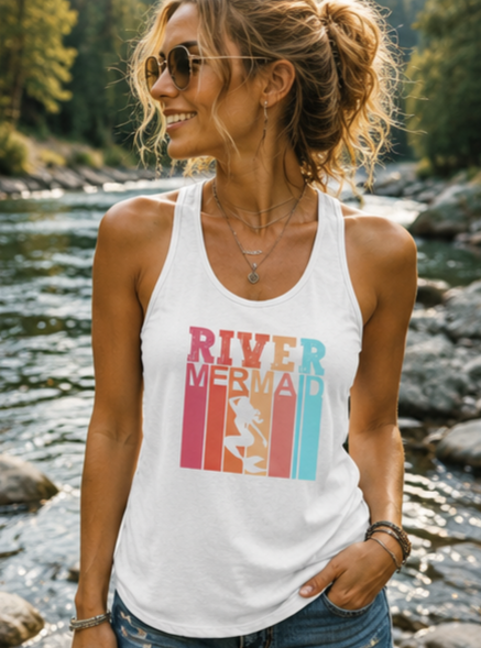 River Mermaid Racerback Tank — Rainbow Water-Lover Summer Tank Top
