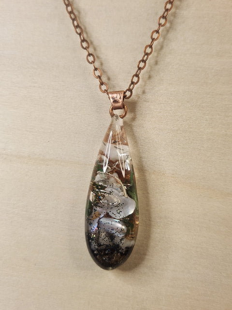 Sacred Heart Collection | Partial Enhydro Teardrop Natyral Moss Pendant