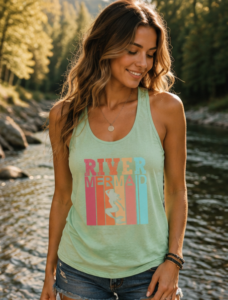River Mermaid Racerback Tank — Rainbow Water-Lover Summer Tank Top