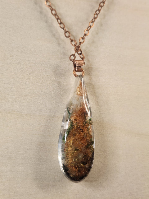 Sacred Heart Collection | Partial Enhydro Teardrop Natyral Moss Pendant