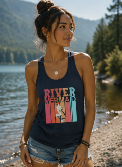 River Mermaid Racerback Tank — Rainbow Water-Lover Summer Tank Top