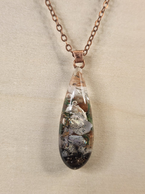 Sacred Heart Collection | Partial Enhydro Teardrop Natyral Moss Pendant