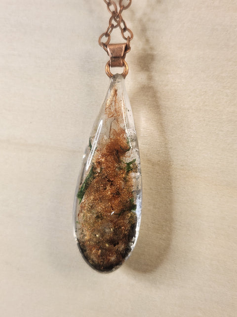 Sacred Heart Collection | Partial Enhydro Teardrop Natyral Moss Pendant